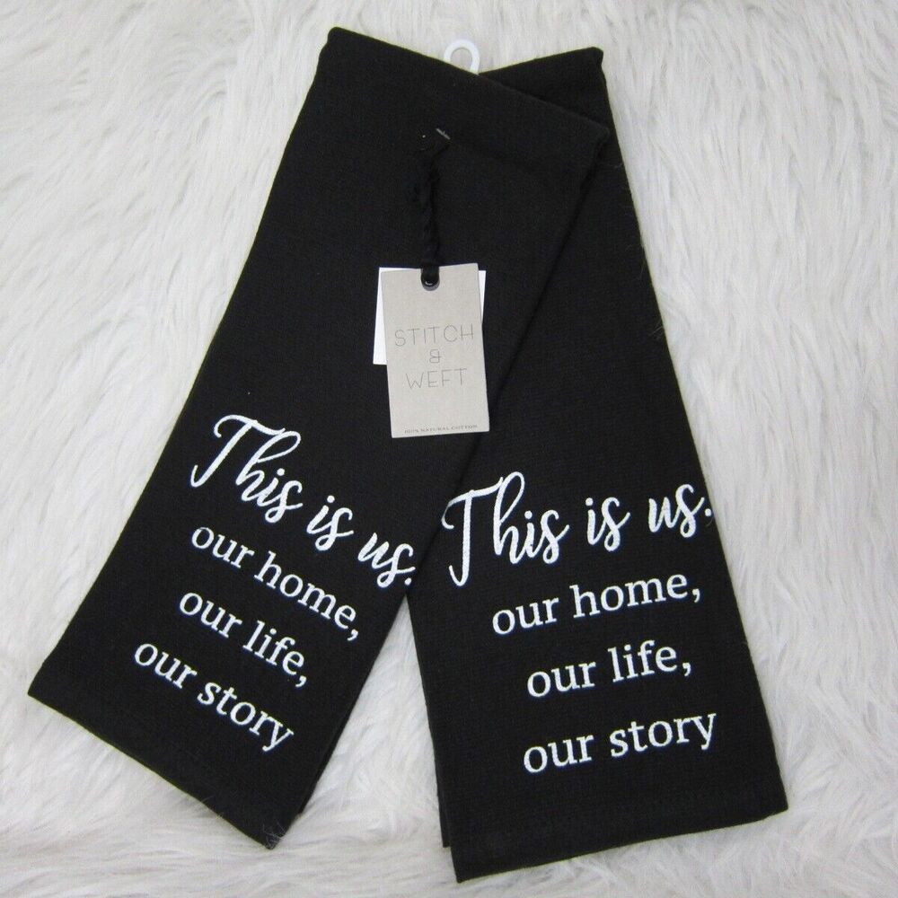 Stitch & Weft Terry Cloth Kitchen Towels Set of 2 Black This is us. 16" x 28"